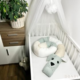  Newman – Nyuszi szundi hengerpárna 200x20 cm | Menta pamut, minky és waffle babapárna