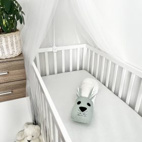 Little Bunny szundi hengerpárna – nyuszi figura, menta waffle pamutból, babáknak készült, mosható kivitel