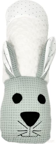 Little Bunny szundi hengerpárna – nyuszi figura, menta waffle pamutból, babáknak készült, mosható kivitel