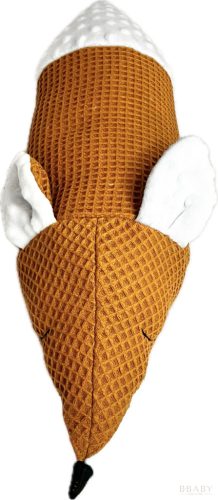 Rozsdi baby róka szundi hengerpárna – terra waffle és hófehér buborékos minky kombinációval