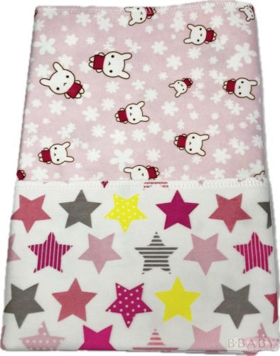 Kétoldalas vízhatlan matracvédő lepedő 40x90 cm – nyuszis és csillagos mintás, OEKO-TEX
