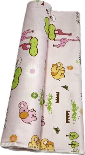 Babarózsaszín vízhatlan matracvédő lepedő 40x90 cm – szafari mintás, OEKO-TEX pamut, gumis sarkakkal
