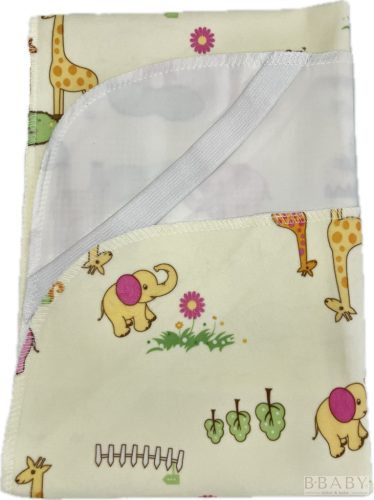 Halványsárga vízhatlan matracvédő lepedő 40x90 cm – szafari mintás, gumis rögzítéssel