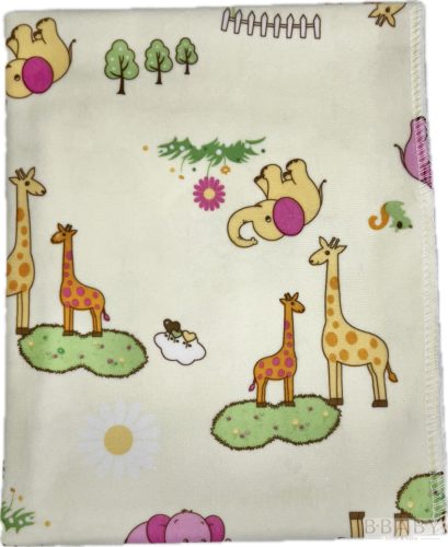 Halványsárga vízhatlan matracvédő lepedő 40x90 cm – szafari mintás, gumis rögzítéssel