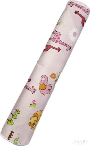 Rózsaszín vízhatlan matracvédő lepedő 70x120 cm – szafari mintás, OEKO-TEX pamut, gumis rögzítéssel