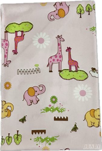 Rózsaszín vízhatlan matracvédő lepedő 70x140 cm – szafari mintás, OEKO-TEX pamut, gumis sarkakkal