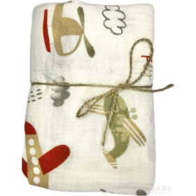 Born to Fly muszlin pelenka – repülős mintával, 65×65 cm, 100% pamut duplagéz