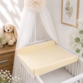 Pasztell sárga pelenkázólap huzat – 50×70 cm, 100% pamut, gumis ékes pelenkázóra