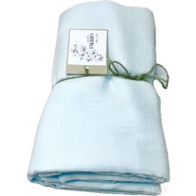 Kék muszlin takaró – 100×130 cm, 100% pamut duplagéz nyári baba textil