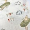 Born to Fly muszlin pelenka – repülős mintával, 65×65 cm, 100% pamut duplagéz