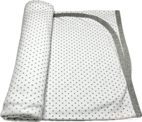Szürke csillagos pamut babatakaró – 70×90 cm, melírszürke szegéllyel