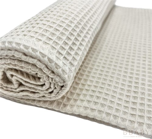 Bézs waffle babatakaró 70x90 cm – légáteresztő pamut takaró babáknak