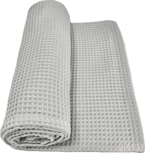 Szürke waffle babatakaró 70x90 cm – légáteresztő, puha pamut takaró babáknak