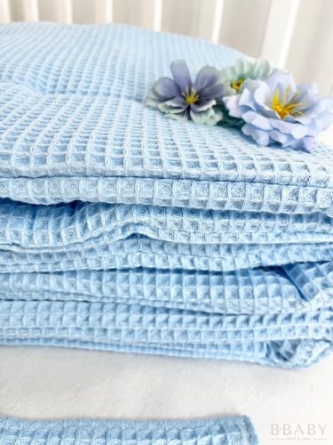 Babakék waffle pamut kiságy rácsvédő 200x30 cm – bbaby