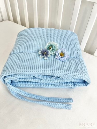 Babakék waffle pamut kiságy rácsvédő 200x30 cm – bbaby