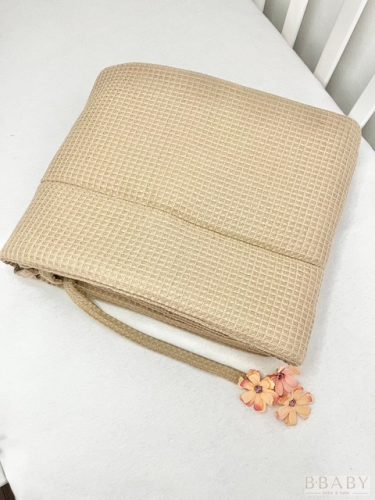Mogyoró waffle pamut kiságy rácsvédő 200x30 cm – bbaby