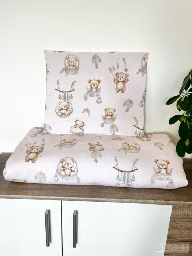 Álomfogó mackók mintás 2 részes ovis ágynemű szett – 90x140 cm paplanhuzat és 40x50 cm párnahuzat pasztell rózsaszín alapon