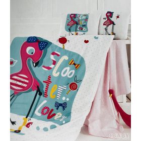 Flamingós gyermek ágyneműhuzat 140x90 cm paplan- és 35x45 cm párnahuzattal – pink madaras mintával